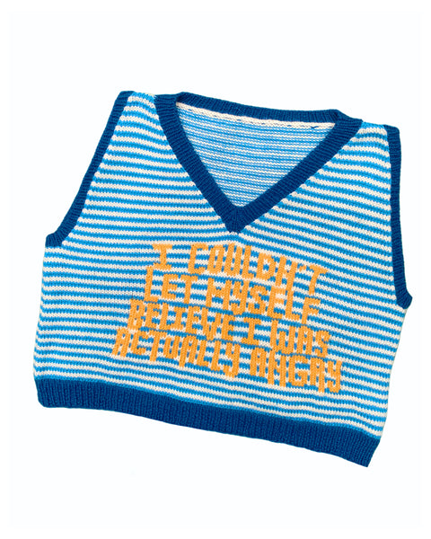 BLUE AND WHITE ANGRY VEST