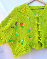 BEADED KNIT TOP WITH FRONT TIES PATTERN