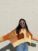 KNIT PATCHWORK CARDIGAN WITH EMBROIDERY PATTERN