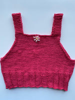 KNIT CROP TOP WITH EMBROIDERY PATTERN